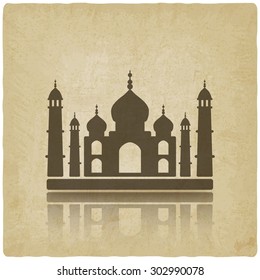 Taj Mahal On Old Background. Vector Illustration - Eps 10