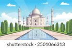 Taj Mahal is a palace in India. Hand drawn vector Illustration. 