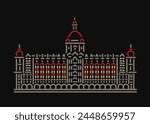 Taj Mahal Palace Mumbai building vector line illustration. Hotel Taj Icon.