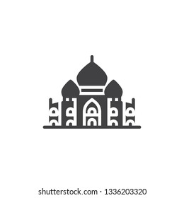 Taj Mahal palace vector icon. filled flat sign for mobile concept and web design. Indian landmark building glyph icon. Symbol, logo illustration. Pixel perfect vector graphics