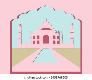 Taj mahal the place of India historical,the famous ancient palace of asia ,Landmark vector design