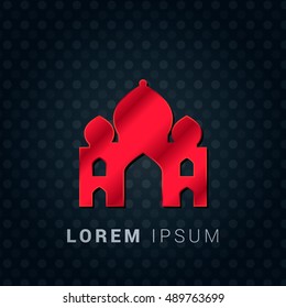 Taj Mahal Red chromium precious metallic 3D Icon / Logo Design