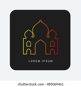 Taj Mahal Red & Orange gradient attractive line thin icon / logo design