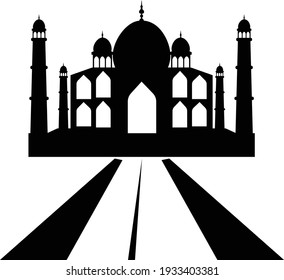 Taj Mahal Silhouette Vector Isolated