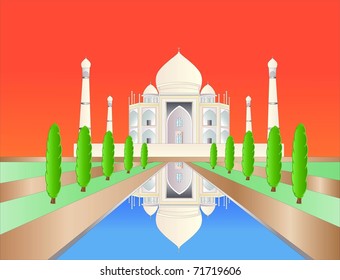 Taj mahal at sundown ( background on separate layer )