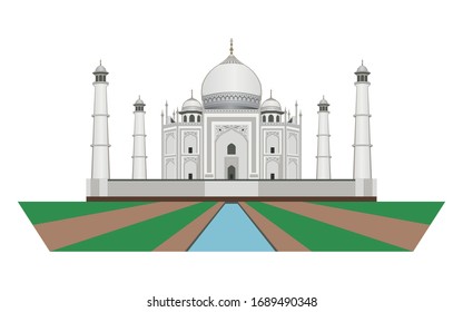 Taj Mahal - The symbol of India drawing in cartoon vector