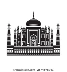 taj mahal temple silhouette isolated