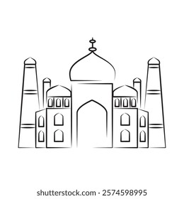 taj mahal temple sketch design isolated