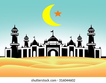 Taj mahal vector in desert land