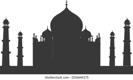taj mahal vector design in monochromatic colors