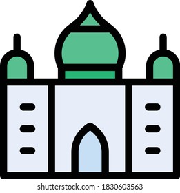 taj mahal vector flat color icon 