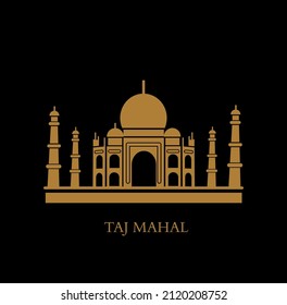 Taj Mahal vector icon in golden color. Taj Mahal building graphic symbol.