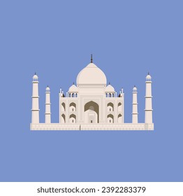 Taj Mahal vector illustration. Famous landmark in India. World famous buildings. Tourism concept.