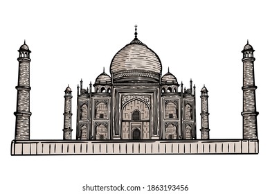 Taj Mahal Vector illustration - Hand drawn