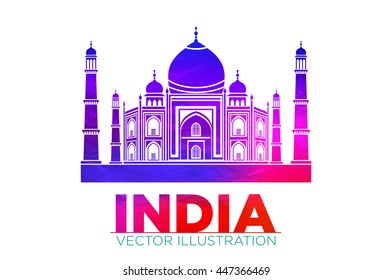 taj mahal vector illustration, symbol in black lines art