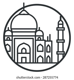 Taj mahal Vector Line Icon