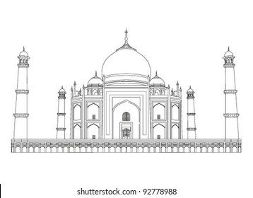 Taj Mahal Vector Outlines In Very High Detail