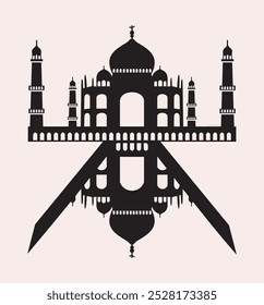 Taj mahal vector silhouette design 