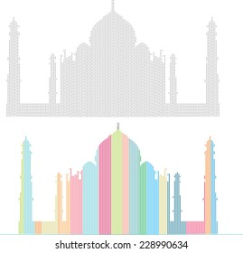 The Taj Mahal is a white marble mausoleum located in Agra, Uttar Pradesh, India. It was built by Mughal emperor Shah Jahan in memory of his third wife, Mumtaz Mahal.