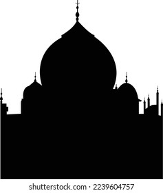 Taj Mahal world famous Landmark Silhouette. simple flat Vector illustration design. eps10. 