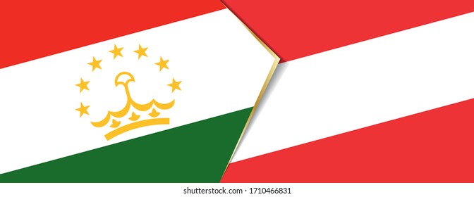Tajikistan and Austria flags, two vector flags symbol of relationship or confrontation.