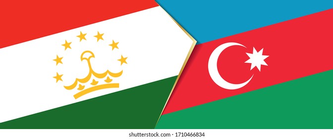 Banderas de Tayikistán y Azerbaiyán, dos banderas vectoriales símbolo de relación o enfrentamiento.
