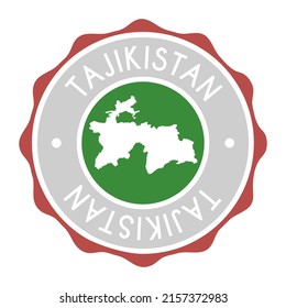 Señal del vector de sellado del mapa de indicadores de Tayikistán. Etiqueta de icono de diseño de marca de país de símbolo nacional. 