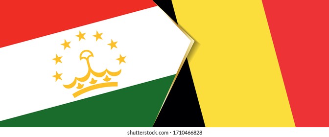 Tadschikistan und Belgien Flaggen, zwei Vektorillustrationen Flaggen Symbol für Beziehung oder Konfrontation.
