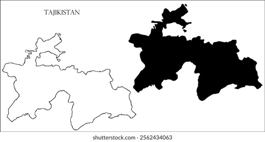 Tajikistan Blank Map, Tajikistan Map Outline Vector Images