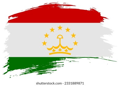 Tajikistan brush stroke flag vector background. Hand drawn grunge style Tajik painted isolated banner.