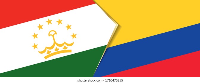 Banderas de Tayikistán y Colombia, dos vectores símbolo de relación o enfrentamiento.