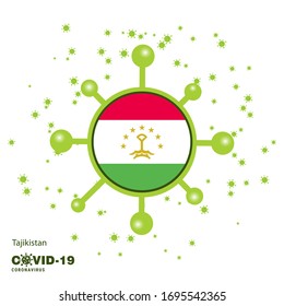 Tajikistan Coronavius Flag Awareness Background. Stay home, Stay Healthy. Take care of your own health. Pray for Country