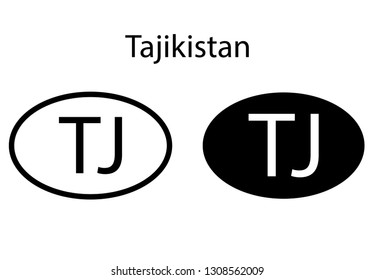 Tajikistan country code icon.  Iso code country domain name. TJ - Tajikistan abbreviated. vector