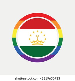 Tajikistan country flag circle - lgbt flag graphic element Illustration template design
