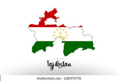 Tajikistan country flag inside country border map design suitable for a logo icon design
