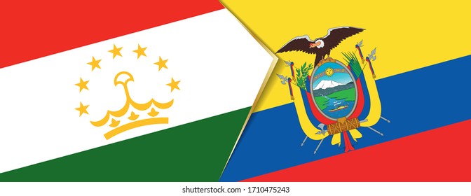 Tajikistan and Ecuador flags, two vector flags symbol of relationship or confrontation.
