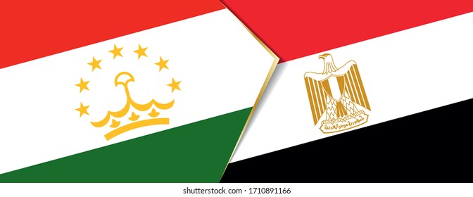 Tajikistan and Egypt flags, two vector flags symbol of relationship or confrontation.