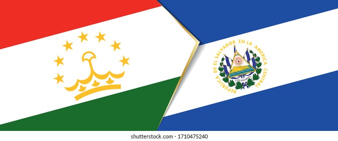 Tajikistan and El Salvador flags, two vector flags symbol of relationship or confrontation.