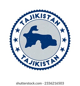 Tajikistan emblem. Country round stamp with shape of Tajikistan, isolines and round text. Amazing badge. Trendy vector illustration.