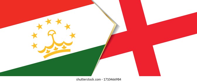 Tajikistan and England flags, two vector flags symbol of relationship or confrontation.