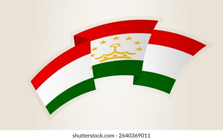 Tajikistan Flag in Abstract Ribbon Shape, National Symbol of the Tajikistan. This vector is ideal for use in national events, Independence Day, international sports competitions.