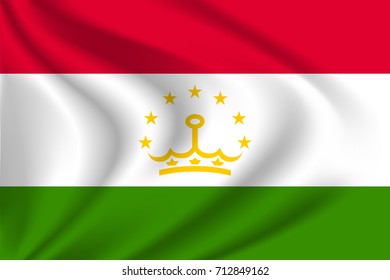 Tajikistan flag background with cloth texture. Tajikistan Flag vector illustration.