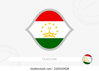 Tajikistan Flag For Basketball Competition On Gray Basketball Background. Sports Vector Illustration.