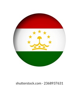 Tajikistan flag - behind the cut circle paper hole with inner shadow.