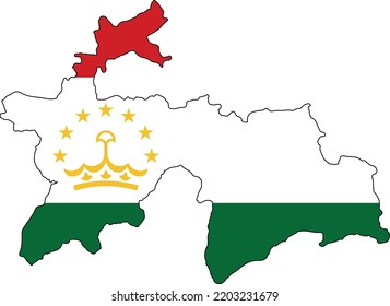 Tadschikistan Flagge und Grenze Vektorgrafik. Rectangle-Tajikistani-Fahne