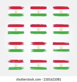 Tajikistan Flag Brush Collection. National Flag