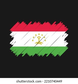 Ilustración del vector pintado de pincel de bandera de Tayikistán