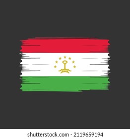 Tajikistan flag with brush stroke background