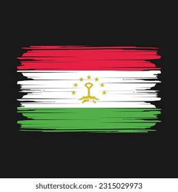 Tajikistan Flag Brush Vector Illustration