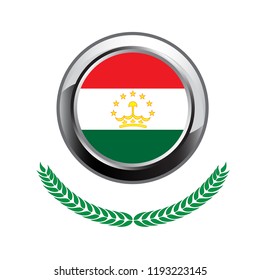 tajikistan flag button. tajikistan flag icon. Vector illustration of tajikistan flag on white background. 